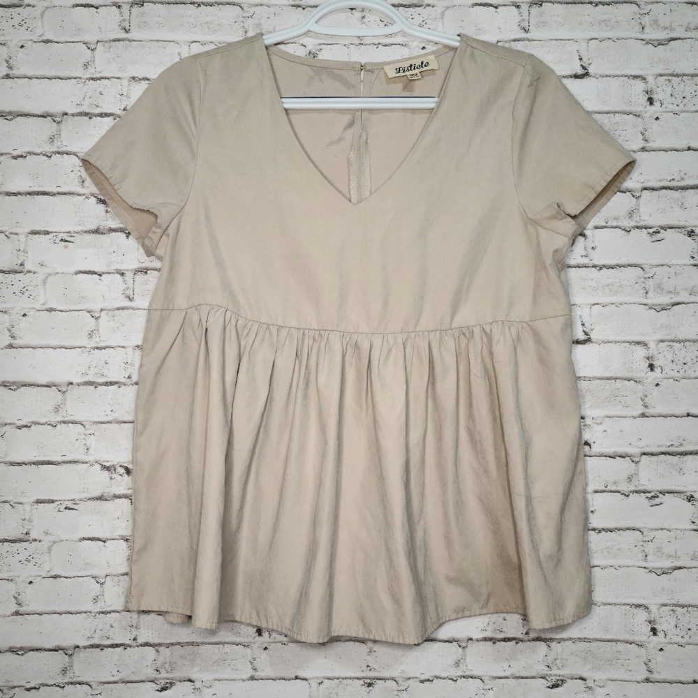 Listicle Beige Peplum Top